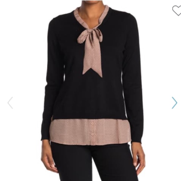 ADRIANNA PAPELL V-neck Twofer Sweater - Picture 2 of 10